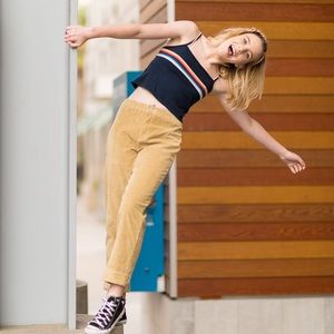 Brandy Melville tank top navy blue rainbow stripe
